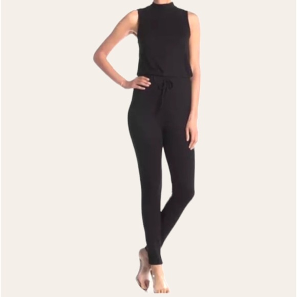 The Vanity Room Skinny Ribbed Jumpsuit Small Mock Neck Sleeveless Skinny Leg NWT - Picture 3 of 13